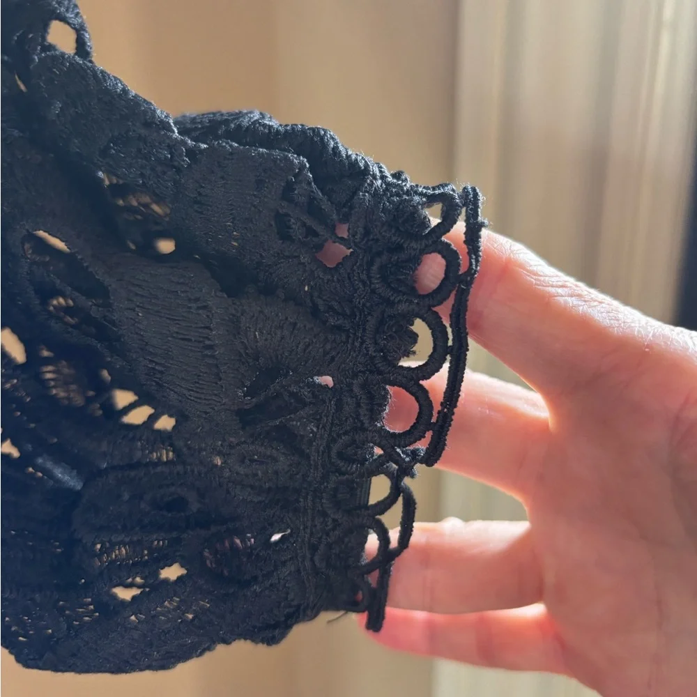 Bohme Black Tan Long Sleeve Mock Neck Cocktail Gown - Picture 9 of 11